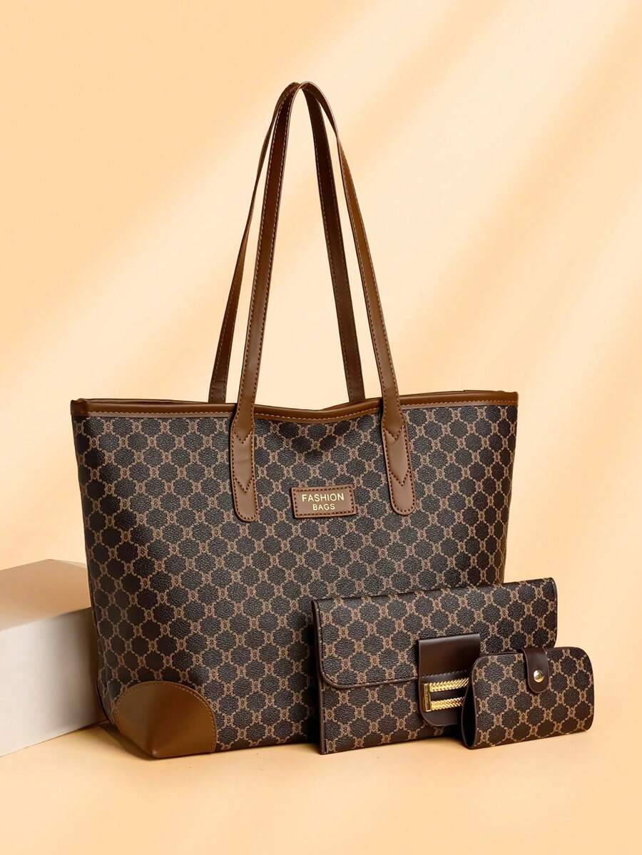 Floral Elegance Three-Piece Tote Bag Set