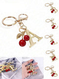 Golden Initial Cherry Pendant Keychain
