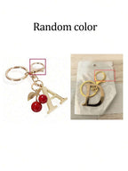Golden Initial Cherry Pendant Keychain