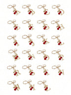 Golden Initial Cherry Pendant Keychain