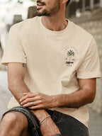 Men's Coconut Tree Letter Print Vacation T-Shirt