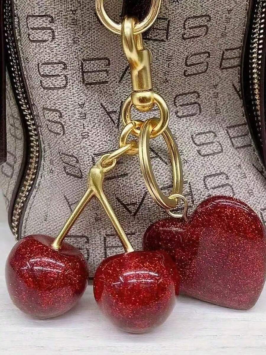 Sweet Cherry Pendant Bag Charm Keychain