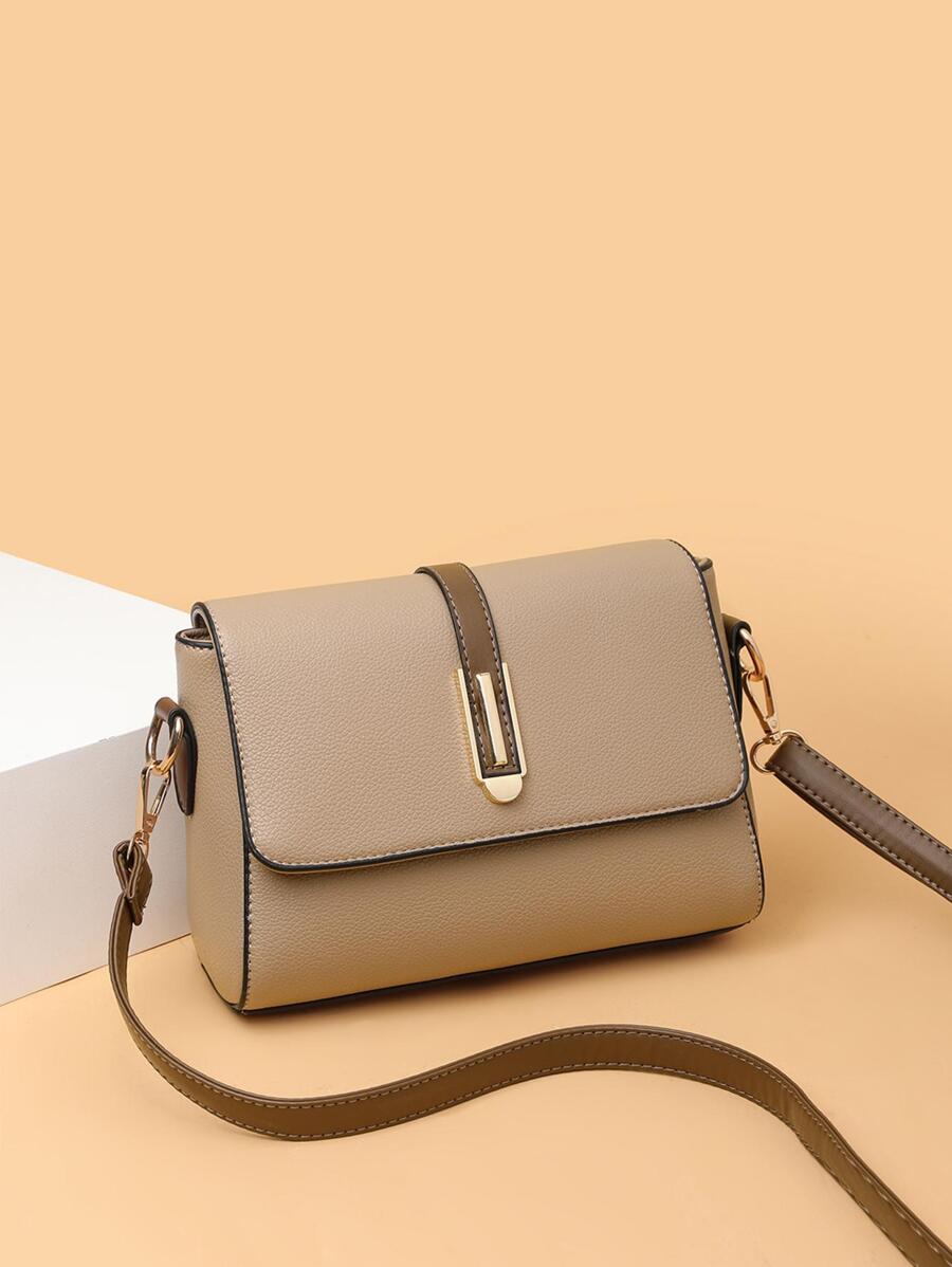 Vintage Colorblock Flap Crossbody Shoulder Bag