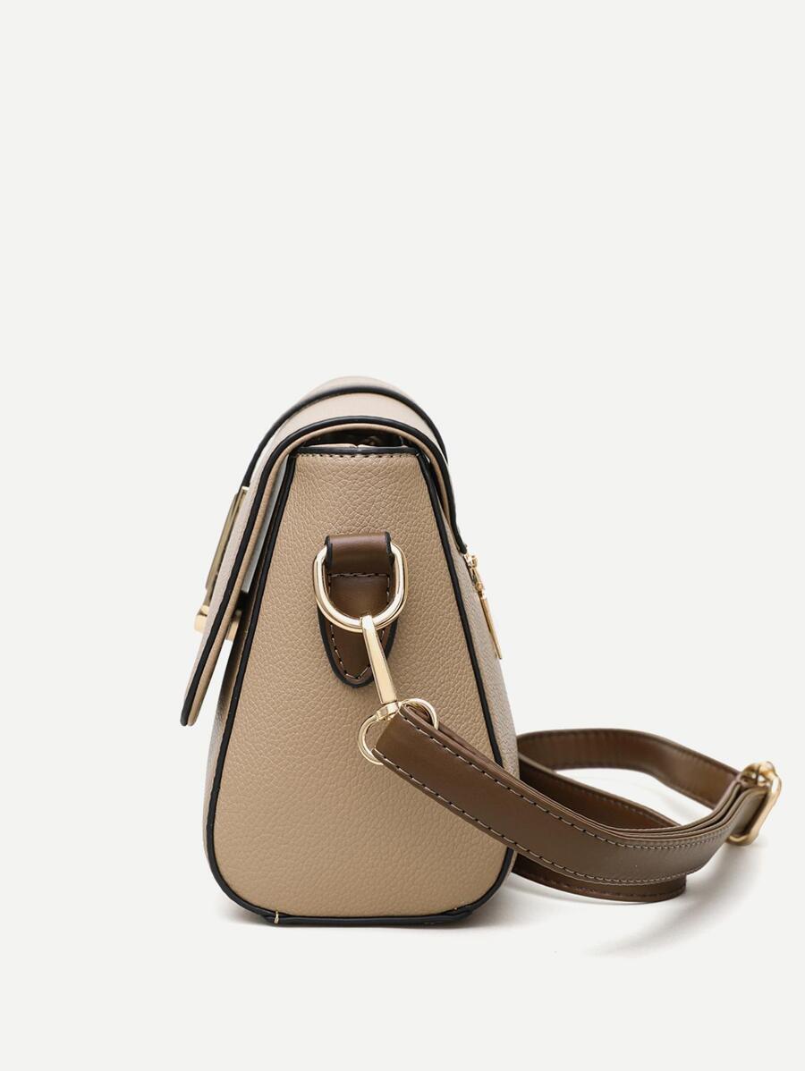 Vintage Colorblock Flap Crossbody Shoulder Bag