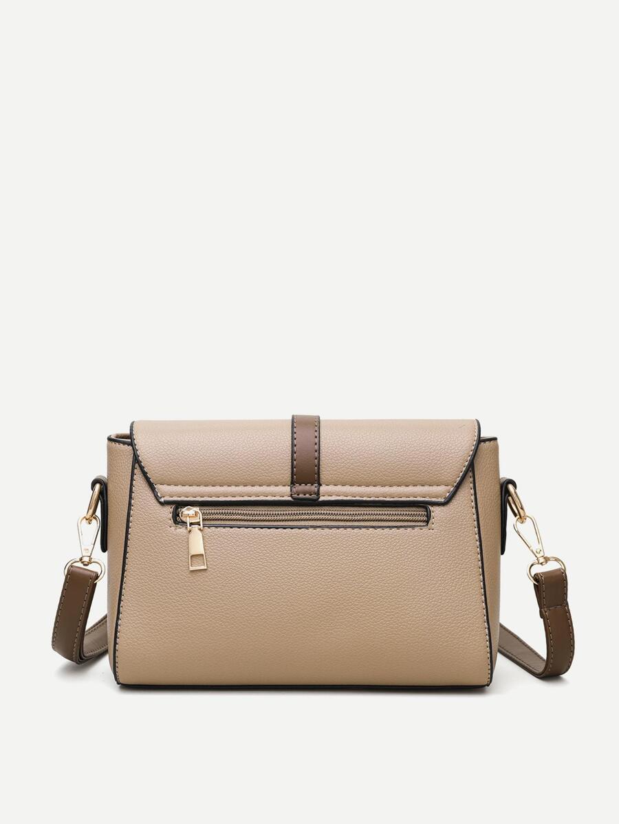 Vintage Colorblock Flap Crossbody Shoulder Bag