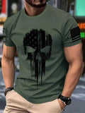 Men's 3D Skull Graphic Polyester Knit T-Shirt