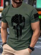 Men's 3D Skull Graphic Polyester Knit T-Shirt