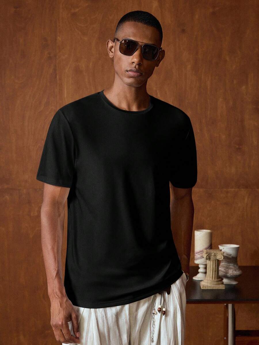AKNOTIC Men's 3-Piece Solid Color Crew Neck T-Shirt Set