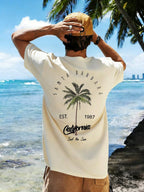 Men's Coconut Tree Letter Print Vacation T-Shirt
