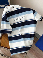 Daypath Men's Blue and White Striped T-Shirt