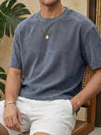 Men's Fog Blue Minimalist Loose Fit T-Shirt