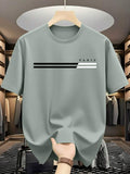 Men's Striped Letter Print Casual T-Shirt