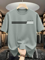 Men's Striped Letter Print Casual T-Shirt