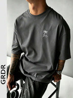 GRDR Men's Palm Tree Print Crew Neck T-Shirt