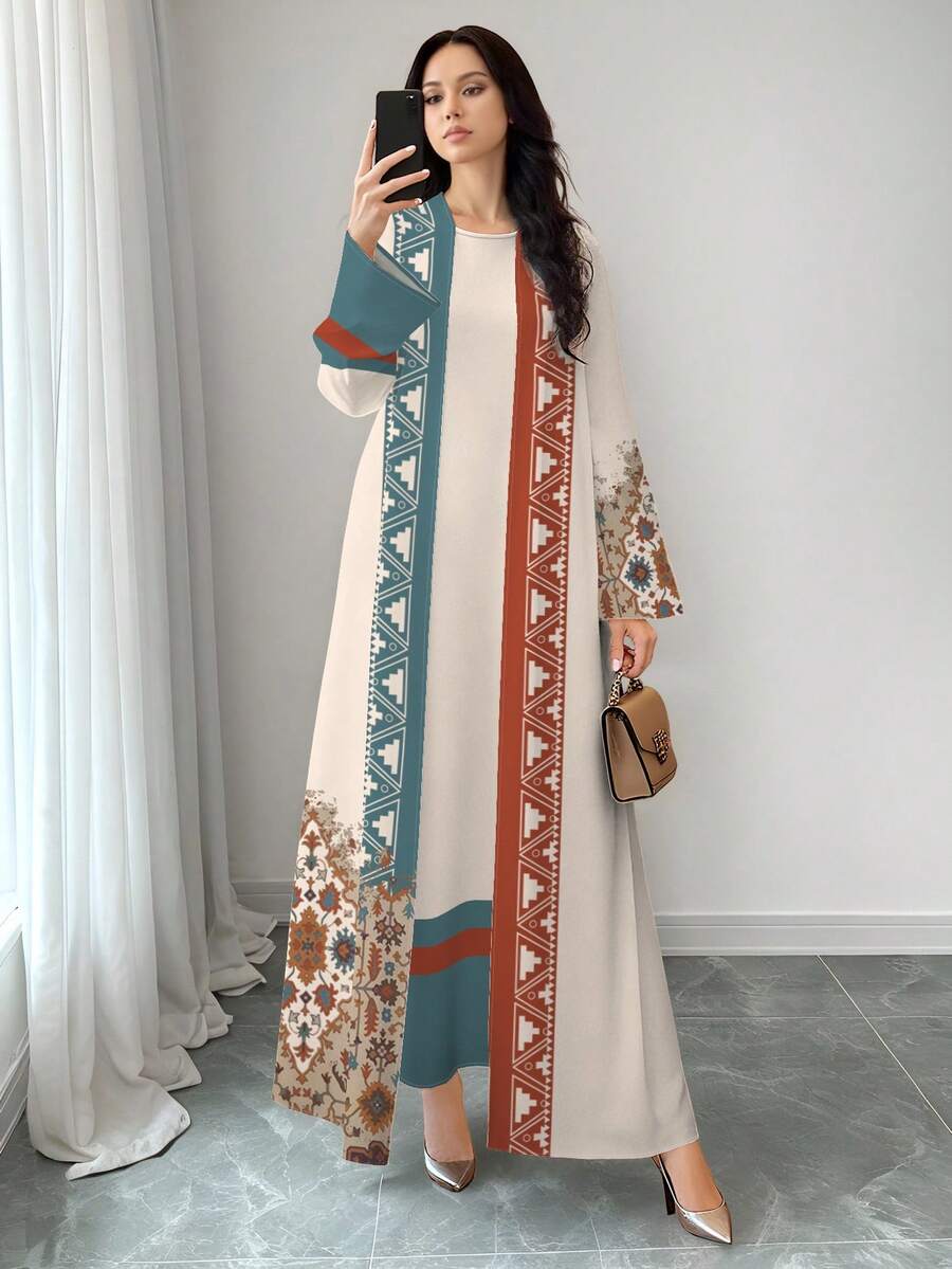 Al Najma Bohemian Floral Maxi Dress and Cardigan Set