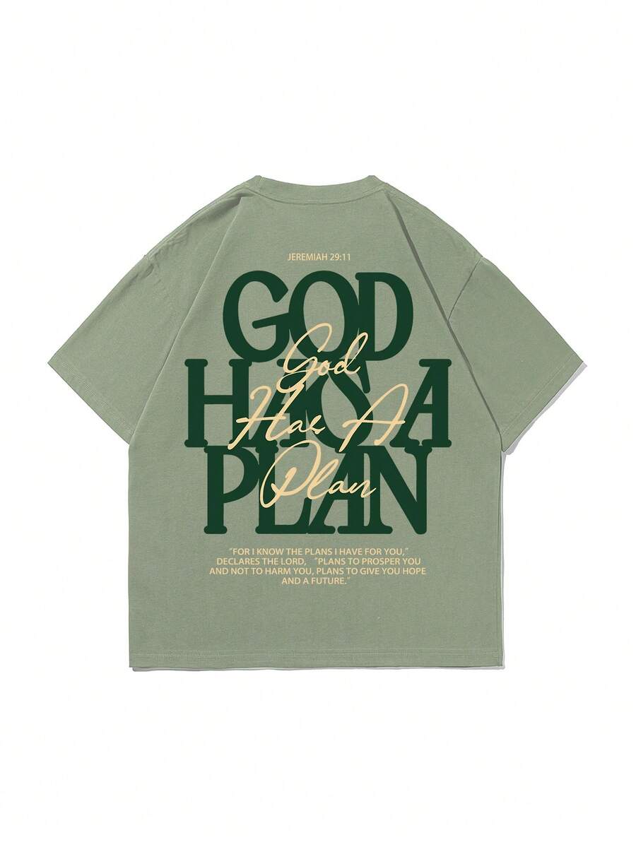 Unisex Layered English Slogan Print Loose T-Shirt