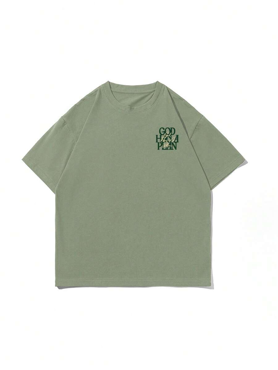 Unisex Layered English Slogan Print Loose T-Shirt