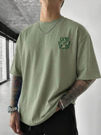 Unisex Layered English Slogan Print Loose T-Shirt