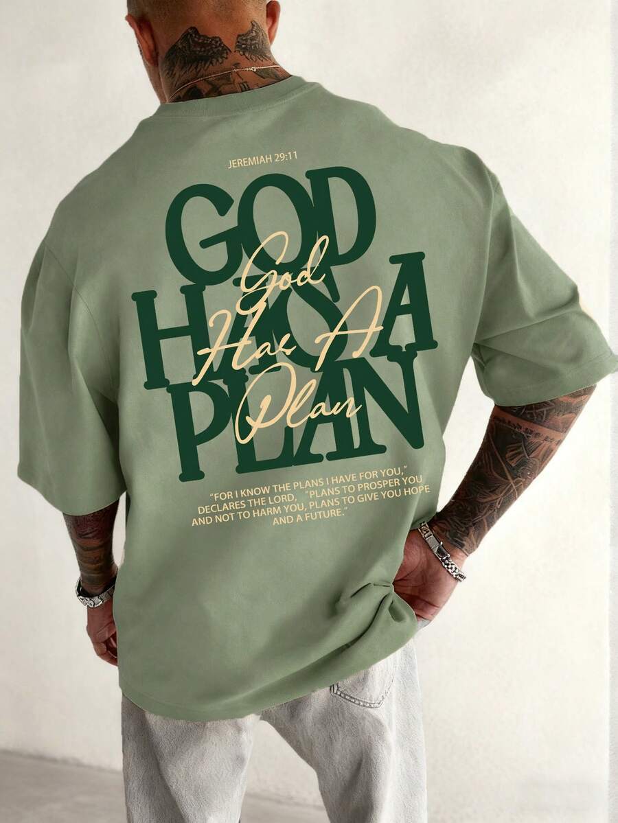 Unisex Layered English Slogan Print Loose T-Shirt
