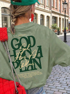 Unisex Layered English Slogan Print Loose T-Shirt