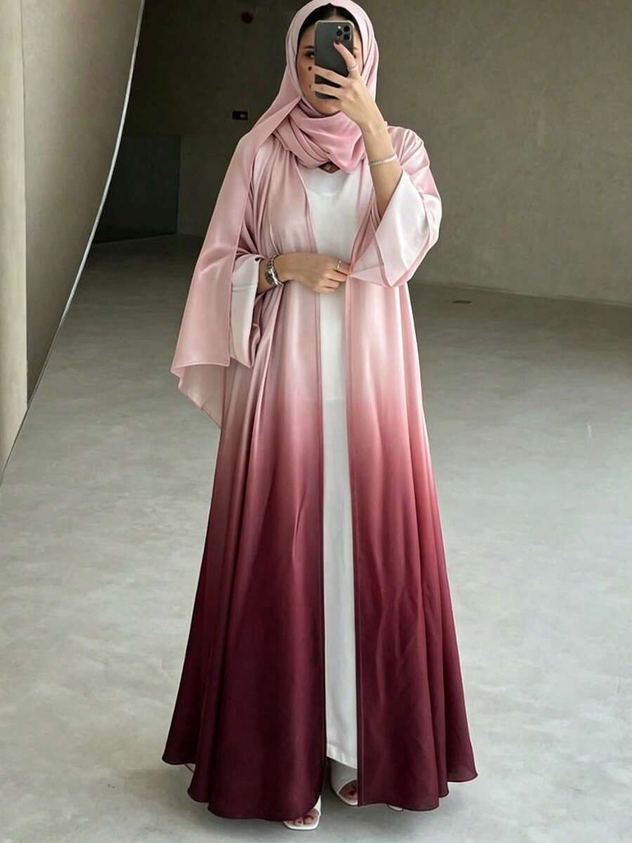 Burgundy Gradient Cardigan Abaya