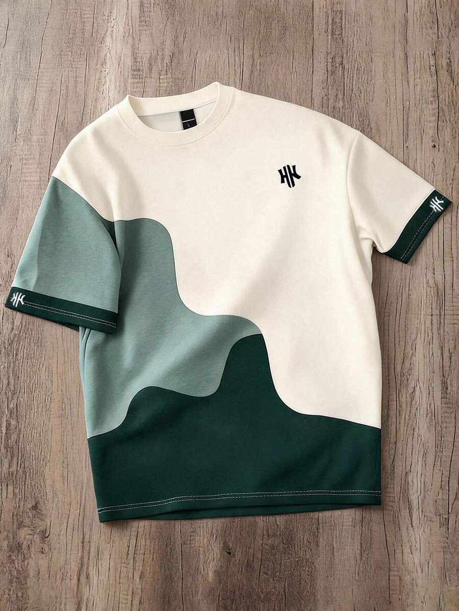 Daypath Men's Casual Color Block Print T-Shirt