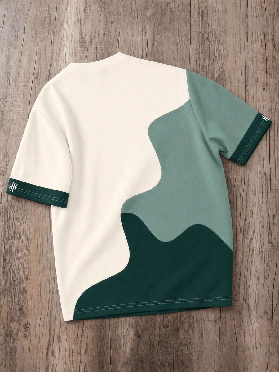 Daypath Men's Casual Color Block Print T-Shirt