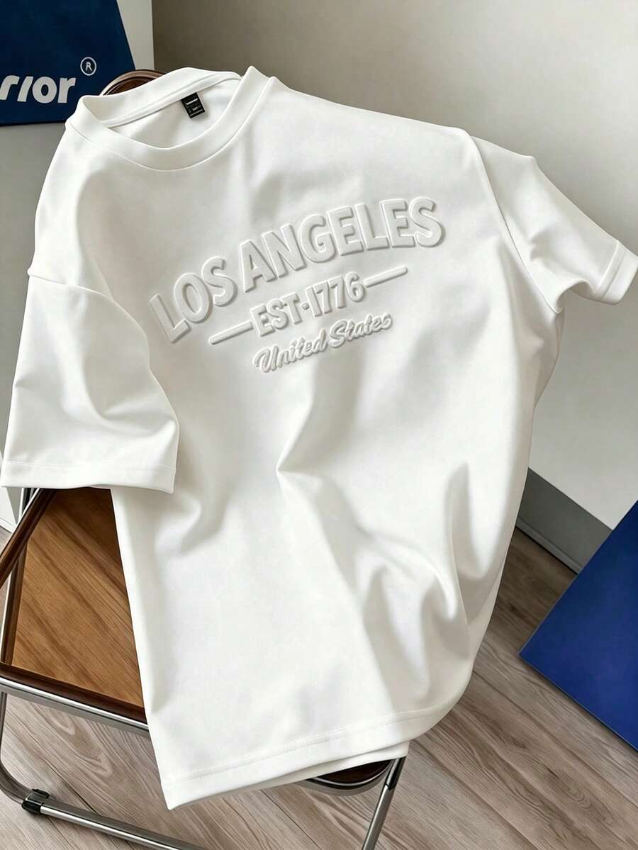 Daypath LA Embossed Letter White T-Shirt