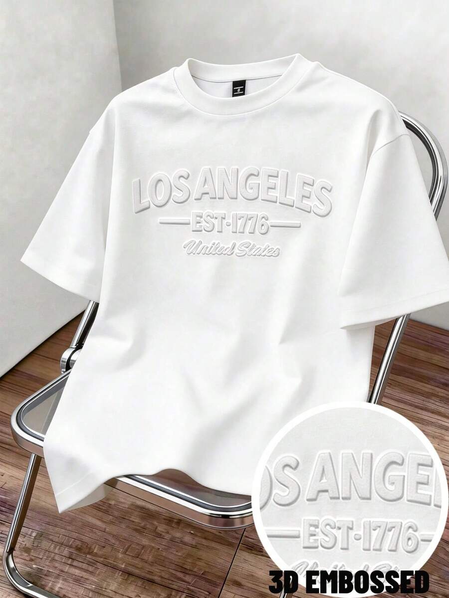 Daypath LA Embossed Letter White T-Shirt