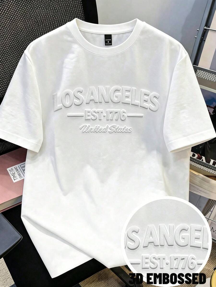 Daypath LA Embossed Letter White T-Shirt
