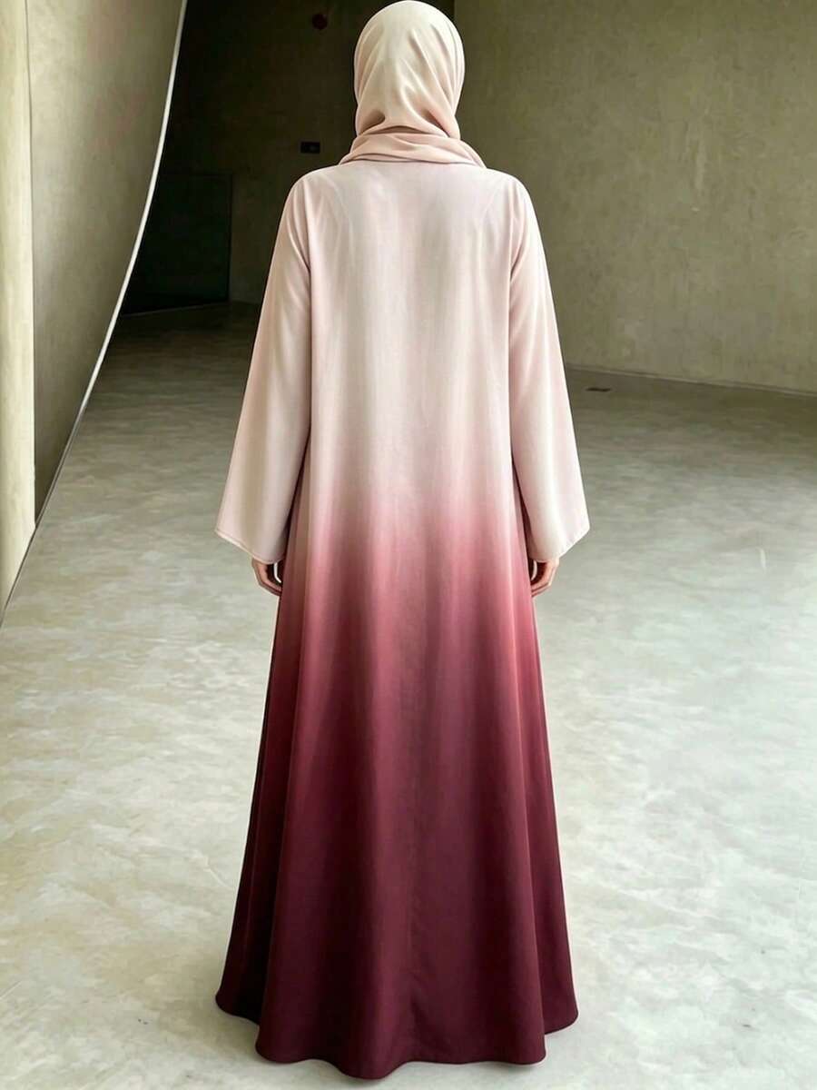 Burgundy Gradient Cardigan Abaya