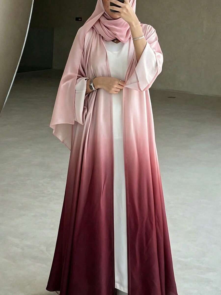 Burgundy Gradient Cardigan Abaya