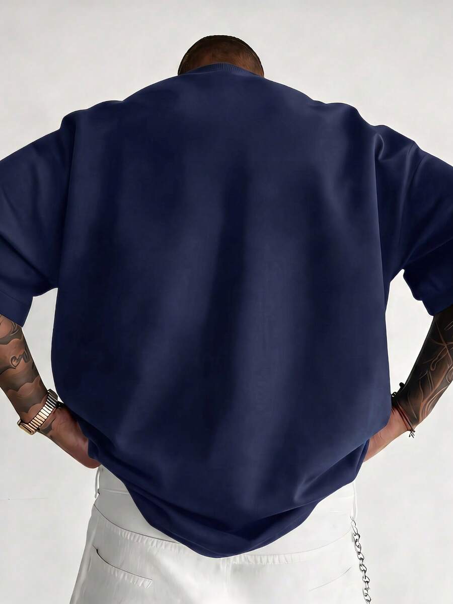Men's Vintage Solid Color Striped T-Shirt