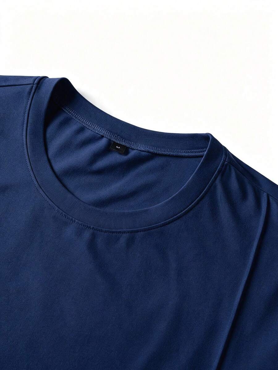 Men's Vintage Solid Color Striped T-Shirt