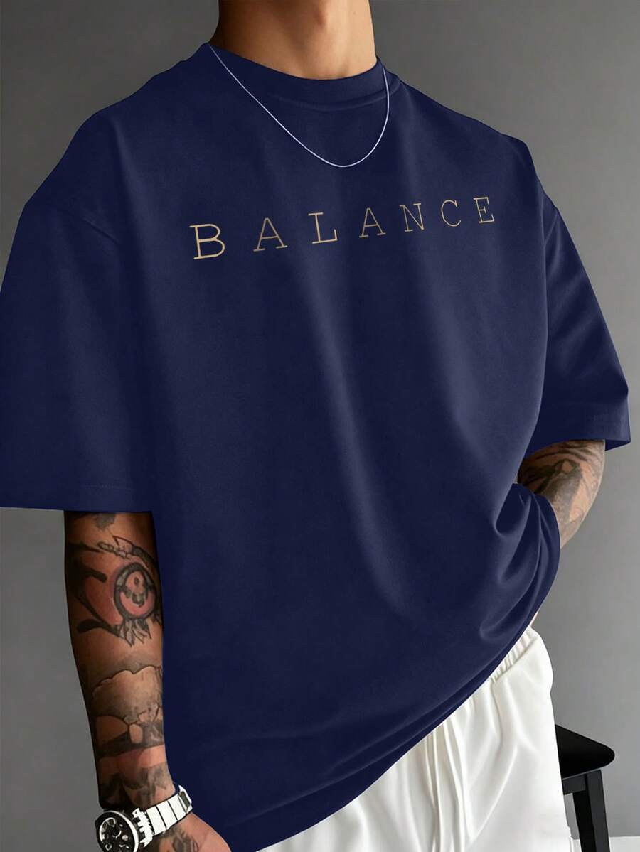 Men's Heart Brain Balance Snowflake Print T-Shirt