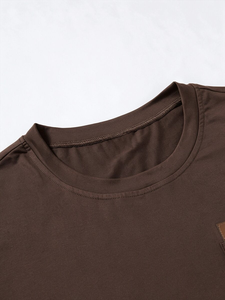 Manfinity Homme Men's Chest Pocket Leather Label T-Shirt