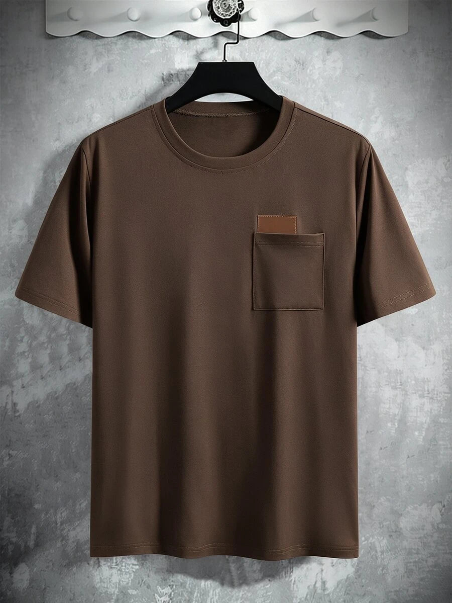 Manfinity Homme Men's Chest Pocket Leather Label T-Shirt