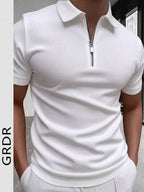 GRDR Men's Half Zip Polo Collar Short Sleeve Shirt