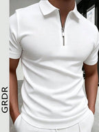 GRDR Men's Half Zip Polo Collar Short Sleeve Shirt