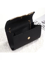 Midnight Chic Black Metal Trim Evening Clutch