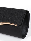 Midnight Chic Black Metal Trim Evening Clutch