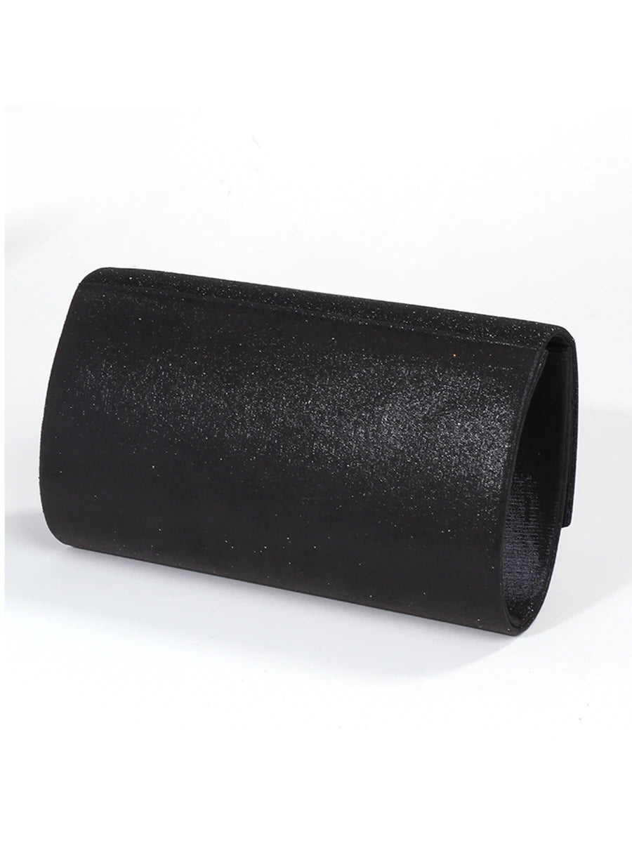 Midnight Chic Black Metal Trim Evening Clutch