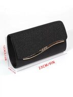 Midnight Chic Black Metal Trim Evening Clutch
