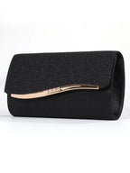 Midnight Chic Black Metal Trim Evening Clutch