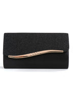 Midnight Chic Black Metal Trim Evening Clutch