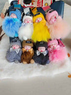 Fluffy Cartoon Round Bag Charm Keychain