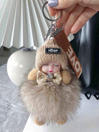 Fluffy Cartoon Round Bag Charm Keychain