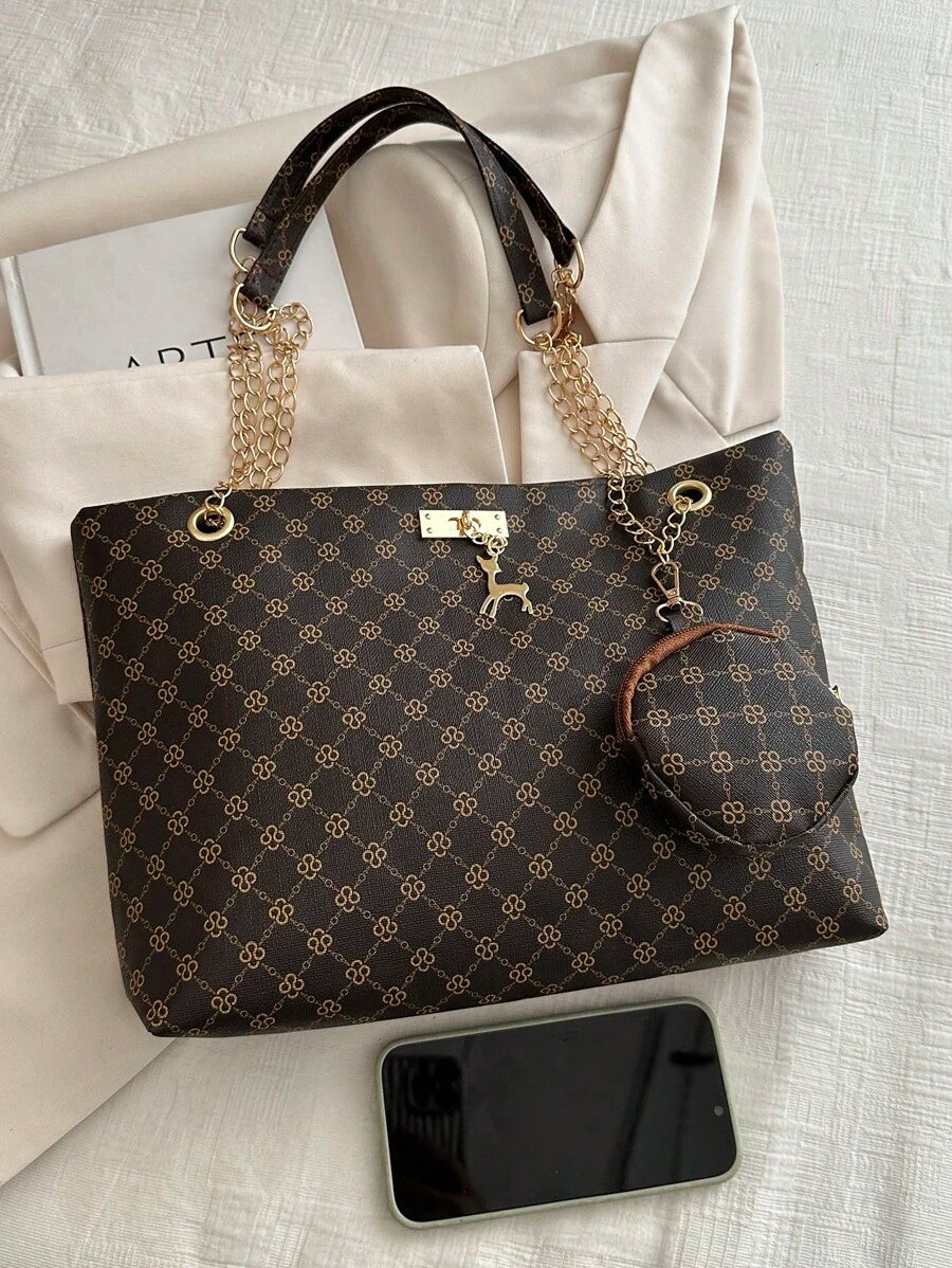 Quiet Luxury Brown Faux Suede Slouchy Tote