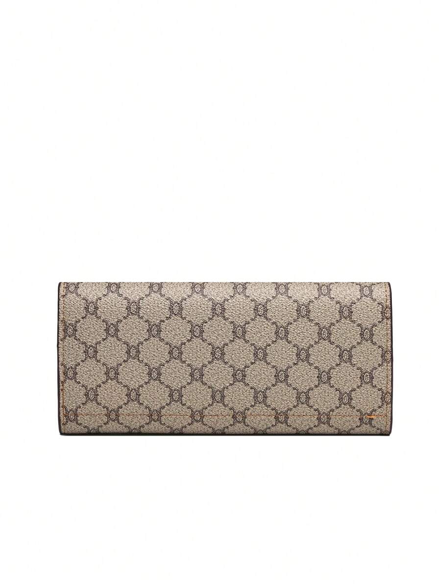 Floral Accent Metal Trim Zip Clutch Wallet