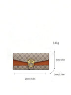 Floral Accent Metal Trim Zip Clutch Wallet